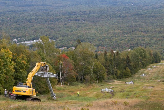 Sugarloaf's oldest lift towers come down. Photo credit: Sugarloaf Mountain Resort